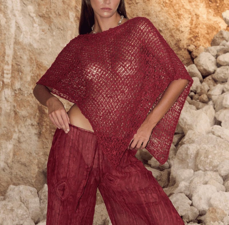 Argeousgor Women Sheer Poncho Top Lightweight Knit Crochet Shrug Bolero Mesh Batwing Sleeve Sweater Cover Up Beachwear - Image 4
